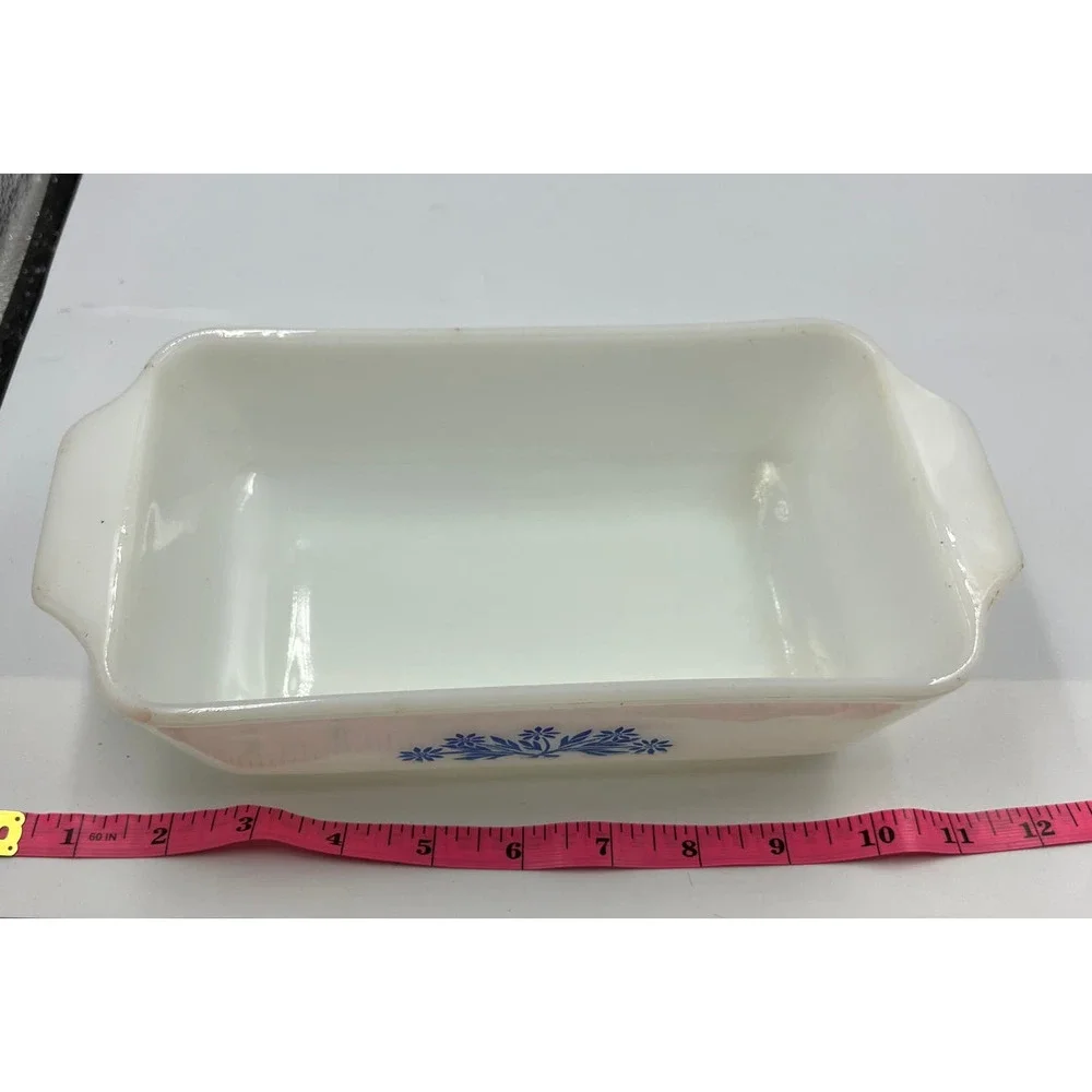 Vintage Anchor Hocking FireKing Milk Glass Casserole Dish 1 Qt‎ Blue Cornflower